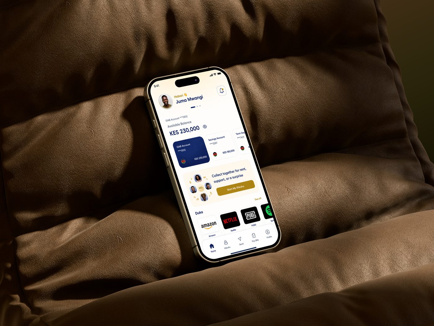 Gulf African Bank's digital banking app, modernized on the Maly platform